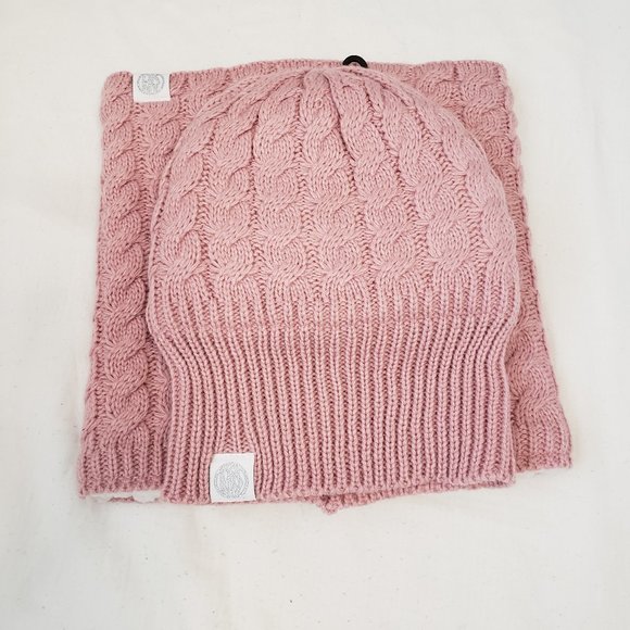 DKNY Girls Pink Beanie and Scarf Set - Picture 2 of 4